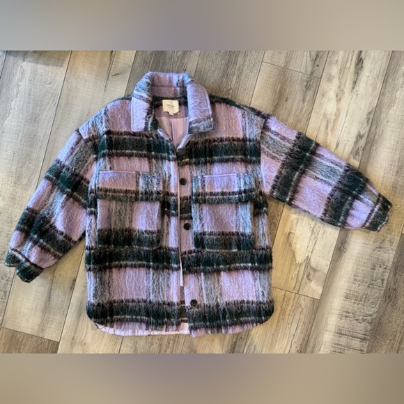 Anthropologie Grey Lab Oversized Plaid Shirt Jacket - Picture 2 of 4